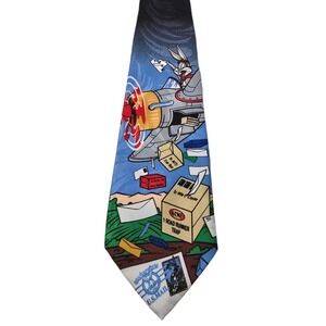 Looney Tunes Warner Bros Stamps Collection Vintage 90's Bugs Bunny USPS Tie